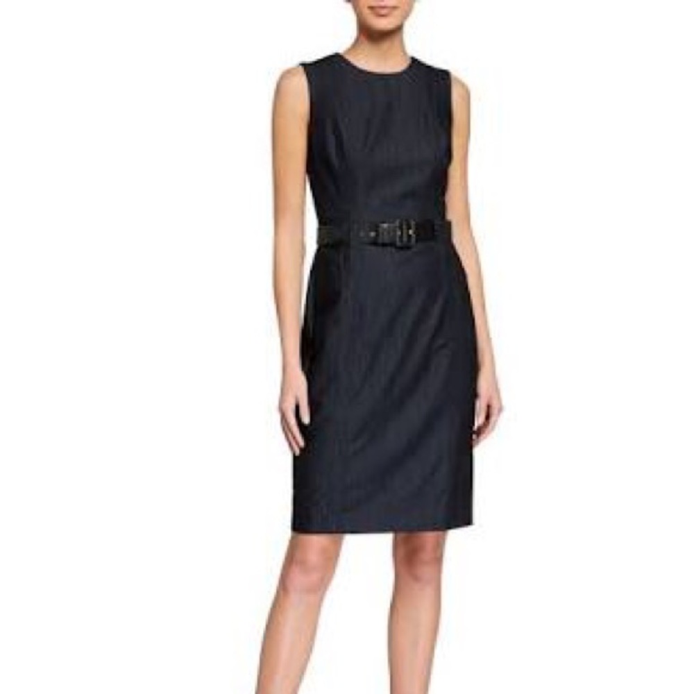 NWT Denim Sleeveless Belted Dress